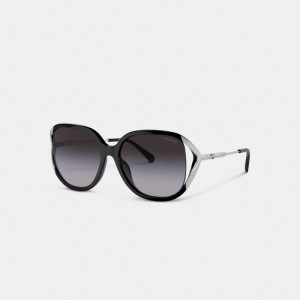 Coach Bandit Oversized Square Sunglasses Pretas Prateadas | COH866352