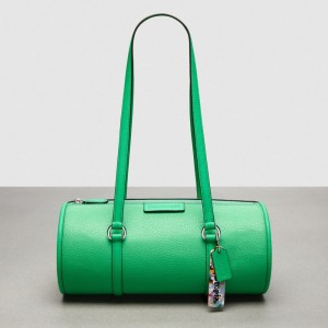 Coach Barrel Bag In Pebbled Coachtopia Leather Verdes | COH864734