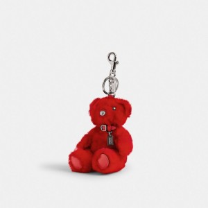 Coach Bear Bag Charm In Signature Shearling Prateadas Vermelhas Multicoloridas | COH866472
