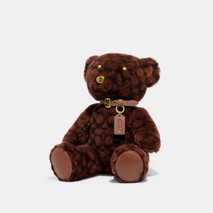 Coach Bear Collectible In Signature Shearling Chocolate Marrom | COH866445