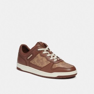 Coach C201 Sneaker In Signature Canvas Marrom | COH866807