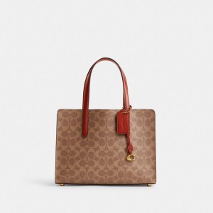 Coach Carter Carryall Bag 28 In Signature Canvas Marrom Vermelhas | COH865093