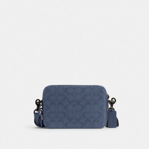 Coach Charter Crossbody 19 In Signature Canvas Jacquard Azul Marinho | COH866603