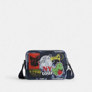 Coach Charter Crossbody Bag 24 With Tie Dye Print Azul Marinho Multicoloridas | COH866619