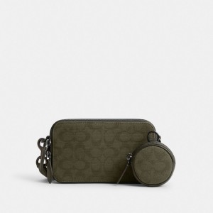 Coach Charter Slim Crossbody In Signature Canvas Jacquard Verdes | COH866604