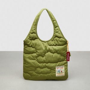 Coach Coachtopia Loop Flat Tote With Cloud Quilting Verde Oliva Verdes | COH865041