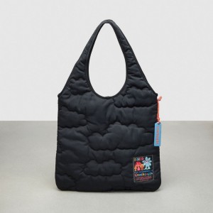 Coach Coachtopia Loop Flat Tote With Cloud Quilting Pretas | COH865076
