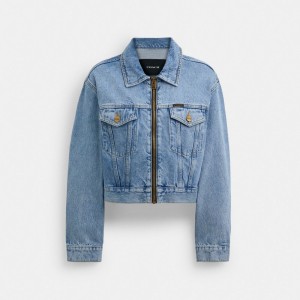 Coach Denim Crop Jacket In Organic Cotton Azuis | COH865942