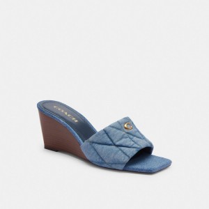 Coach Emma Wedge With Quilting Azul Anil Azuis | COH865752