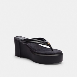 Coach Franki Flip Flop In Signature Jacquard Pretas | COH865860