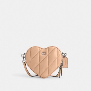 Coach Heart Crossbody Bag With Quilting Prateadas | COH865209