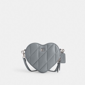 Coach Heart Crossbody Bag With Quilting Prateadas Cinzentas Azuis | COH864777