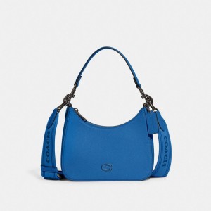 Coach Hobo Crossbody Bag With Signature Canvas Azuis | COH866563