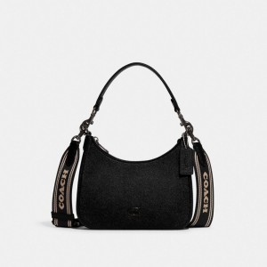 Coach Hobo Crossbody Bag With Signature Canvas Pretas | COH866594