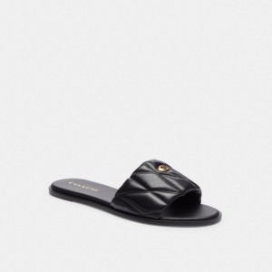 Coach Holly Sandal With Quilting Pretas | COH865871