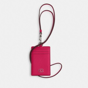 Coach Id Lanyard With Signature Canvas Rosa | COH865686