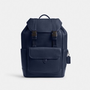Coach League Flap Backpack Azuis Escuro | COH866518