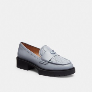 Coach Leah Loafer With Quilting Cinzentas Azuis | COH865799