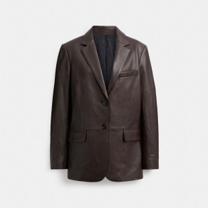Coach Leather Blazer Marrom | COH865916