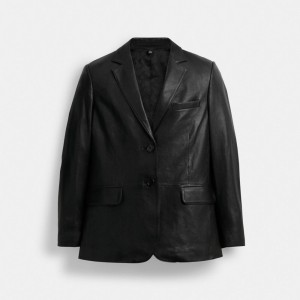 Coach Leather Blazer Pretas | COH865929