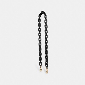 Coach Leather Covered Chain Strap Pretas | COH866447