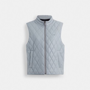 Coach Leather Quilted Vest Azuis | COH865919