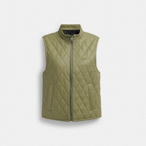 Coach Leather Quilted Vest Verdes | COH865934
