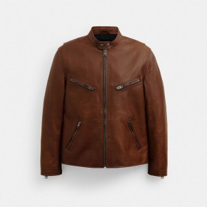 Coach Leather Racer Marrom | COH866869