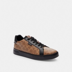 Coach Lowline Low Top Sneaker In Signature Canvas Marrom Pretas | COH866788