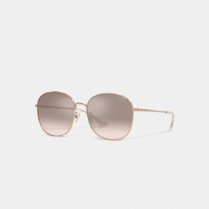 Coach Metal Round Sunglasses Prateadas Rosa Rosa Douradas | COH866400