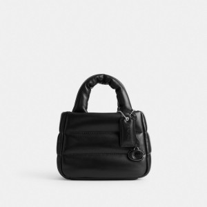 Coach Mini Pillow Tote Bag Prateadas Pretas | COH865067