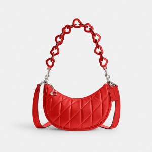 Coach Mira Shoulder Bag With Pillow Quilting And Heart Strap Prateadas Vermelhas | COH864979