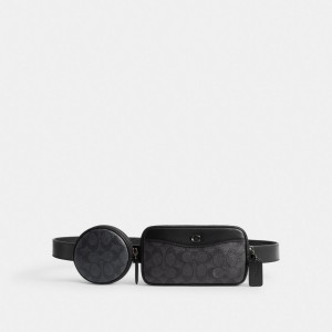 Coach Multi Pouch Belt Bag In Signature Canvas Cinzentas | COH866592