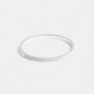 Coach Pavé Hinged Bangle Prateadas | COH866156