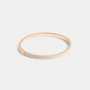 Coach Pavé Hinged Bangle Rosa Douradas | COH866082