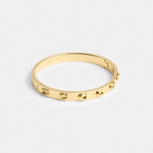 Coach Pegged Signature Hinged Bangle Douradas | COH866190