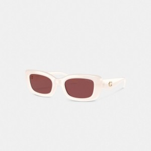 Coach Pillow Tabby Narrow Rectangle Sunglasses Branco | COH866385