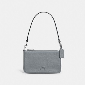 Coach Pouch Bag With Signature Canvas Cinzentas Azuis | COH865238