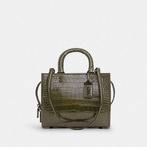 Coach Rogue Bag 25 In Alligator Azuis Cinzentas Verde Oliva | COH865179