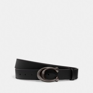 Coach Sculpted C Buckle Cut To Size Reversible Belt, 32 Mm Azuis Cinzentas Pretas | COH866319
