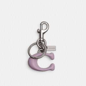Coach Signature Bag Charm Prateadas Roxo | COH866440