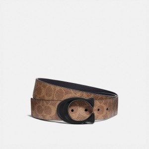 Coach Signature Buckle Cut To Size Reversible Belt, 38 Mm Caqui Pretas | COH867005
