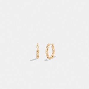 Coach Signature Chain Small Hoop Earrings Douradas | COH866191