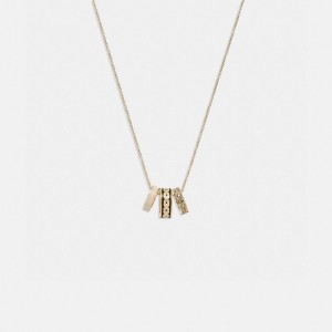 Coach Signature Enamel Necklace Douradas Pretas | COH866179