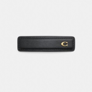 Coach Signature Leather Barrette Pretas | COH866171