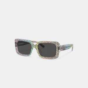 Coach Signature Oversized Rectangle Sunglasses Multicoloridas | COH866358