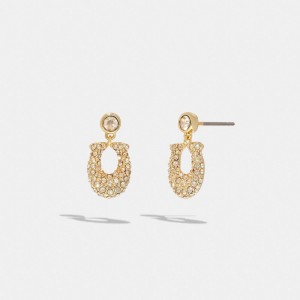 Coach Signature Pavé Earrings Douradas | COH866095