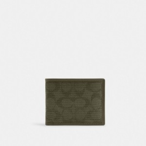 Coach Slim Billfold Wallet In Signature Canvas Jacquard Verdes | COH866716