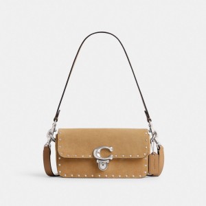 Coach Studio Baguette Bag With Rivets Prateadas | COH865339