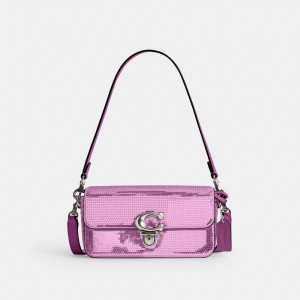 Coach Studio Baguette Bag With Sequins Prateadas Azul Claro | COH865274